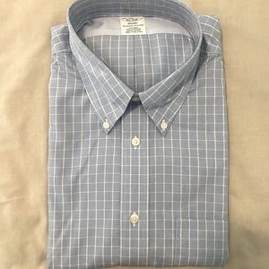 NWT XL Brooks Brothers Blue Check Burton Down